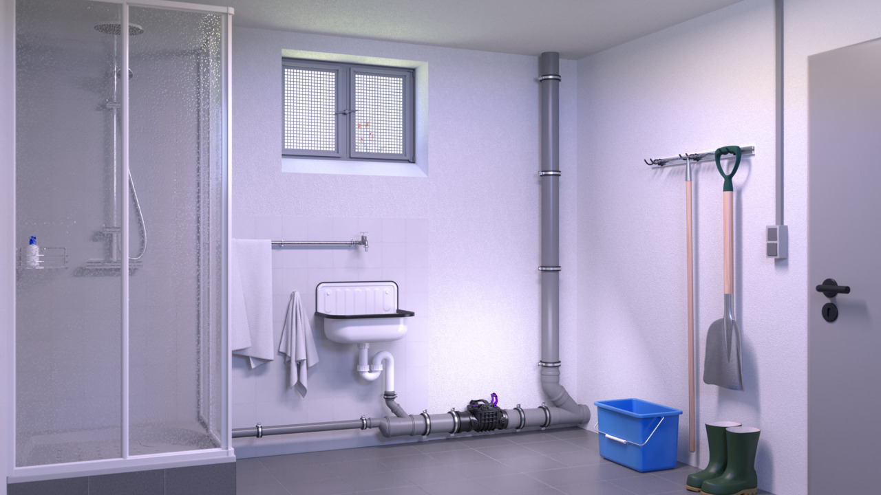 Rückstauverschluss Staufix für die freie Rohrleitung.