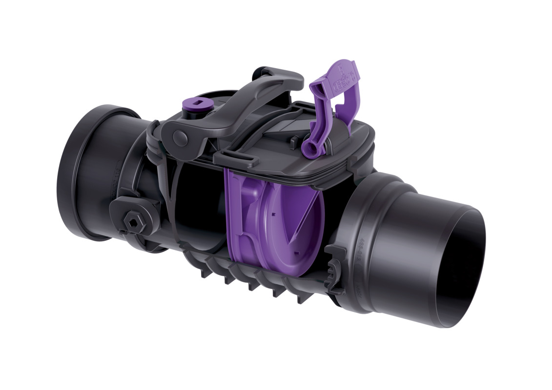 Rückstauverschluss Staufix zum Einbau in die freiliegende Abwasserleitung, mit einer Klappe Rückstauverschluss Staufix zum Einbau in die freiliegende Abwasserleitung, mit einer Klappe