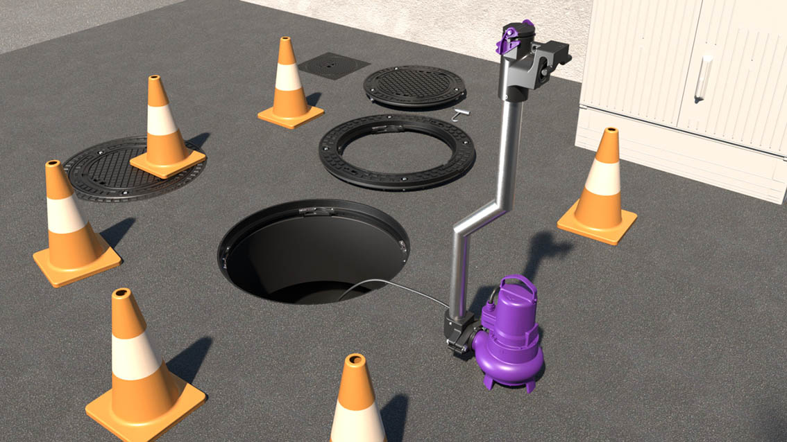 WartungsfreundlichePumpenzugang dank erweiterbarer Öffnung Wartungsfreundlicher Pumpenzugang dank erweiterbarer Öffnung