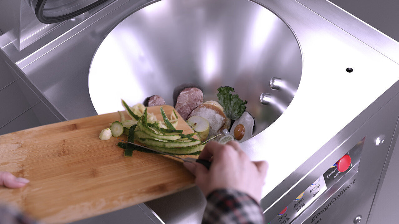 Speisereste entsorgen in einer Eingabestation. Speisereste entsorgen in einer Eingabestation.