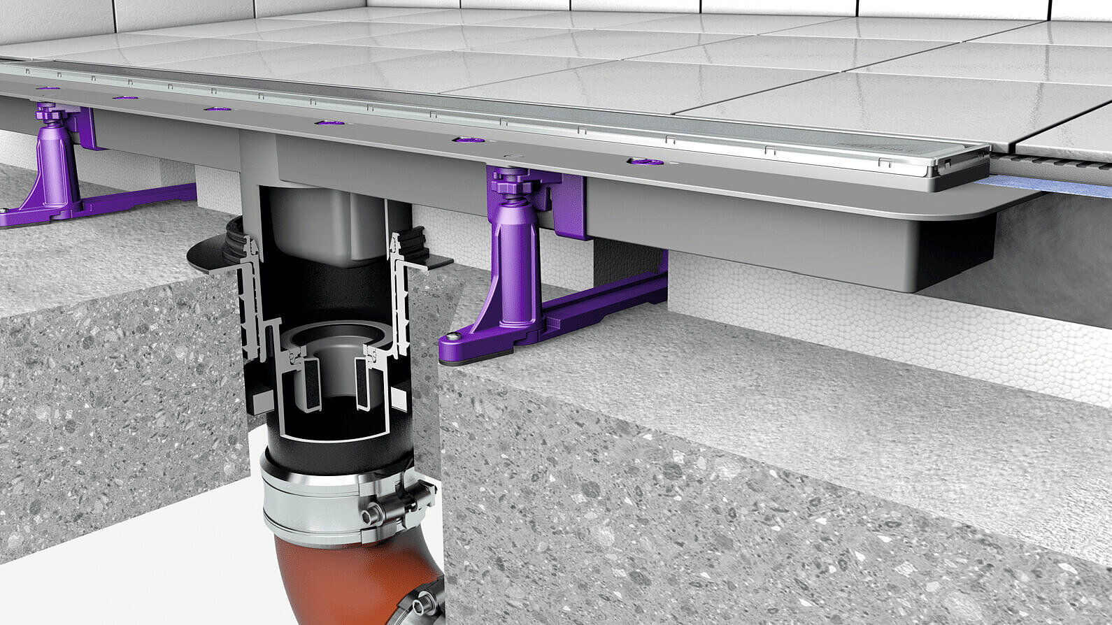 Duschrinne Linearis Comfort in Kombination mit Grundkörper Ecoguss, sowie Brandschutzeinsatz Fire-Kit und Durchgangsdichtung Quick-Fit Duschrinne Linearis Comfort in Kombination mit Grundkörper Ecoguss, sowie Brandschutzeinsatz Fire-Kit und Durchgangsdichtung Quick-Fit