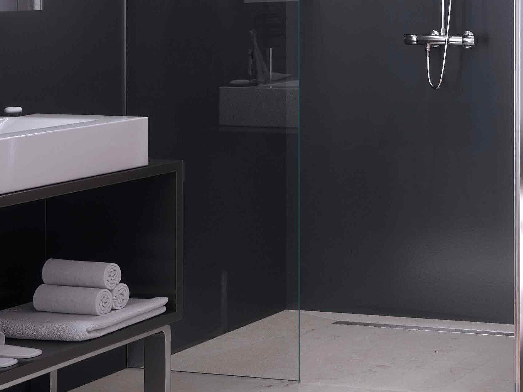 Einbaudarstellung Duschrinne Linearis Compact, 750 mm Länge Einbaudarstellung Duschrinne Linearis Compact, 750 mm Länge