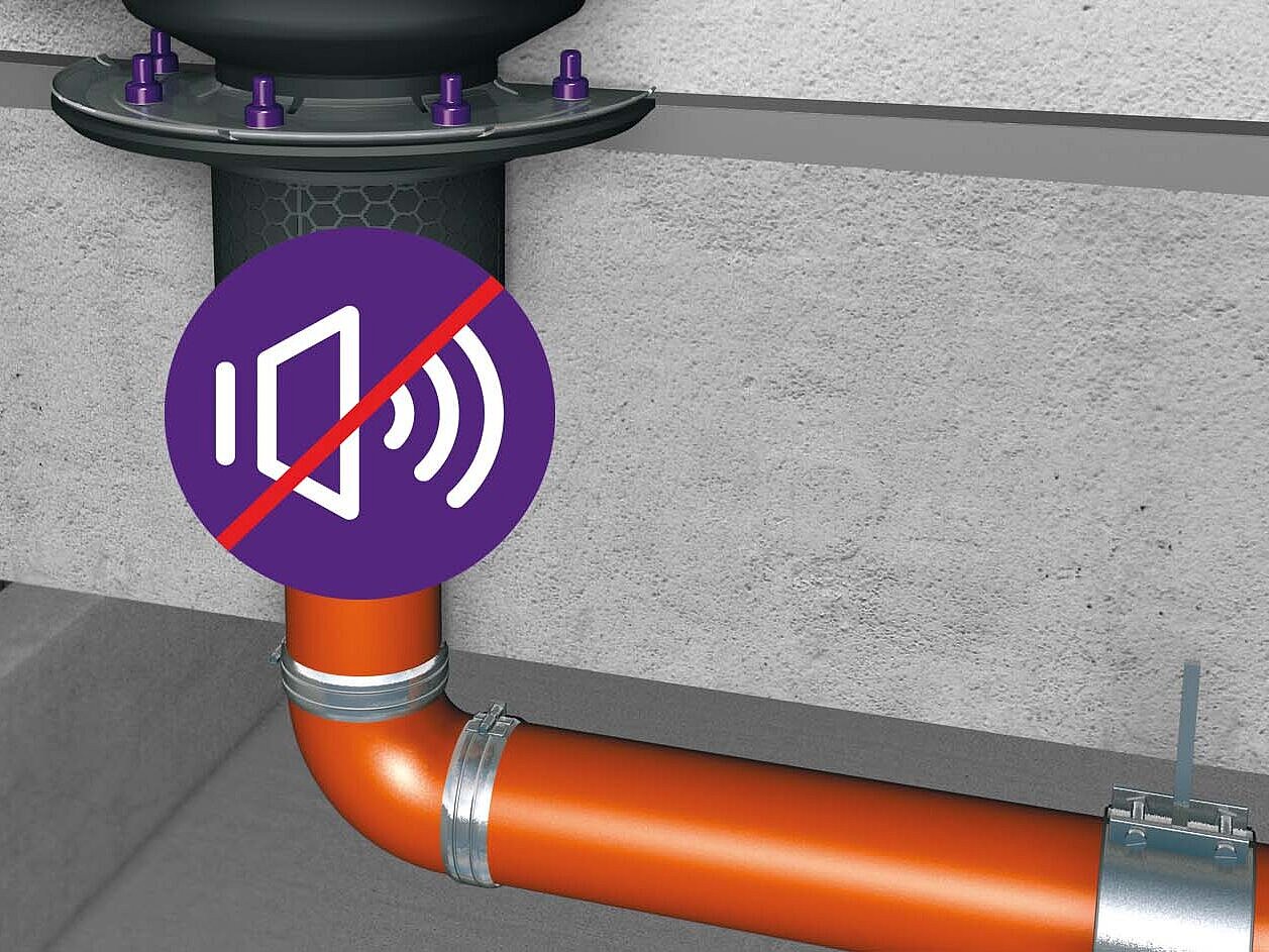 Bodenablauf Ecoguss mit hoher Schallschutzwirkung Bodenablauf Ecoguss mit hoher Schallschutzwirkung