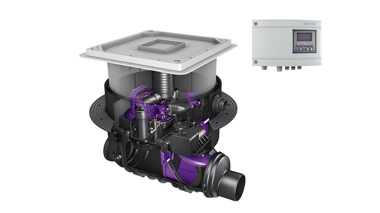 Hybrid-Hebeanlage Ecolift, zum Einbau in die Bodenplatte Hybrid-Hebeanlage Ecolift, zum Einbau in die Bodenplatte