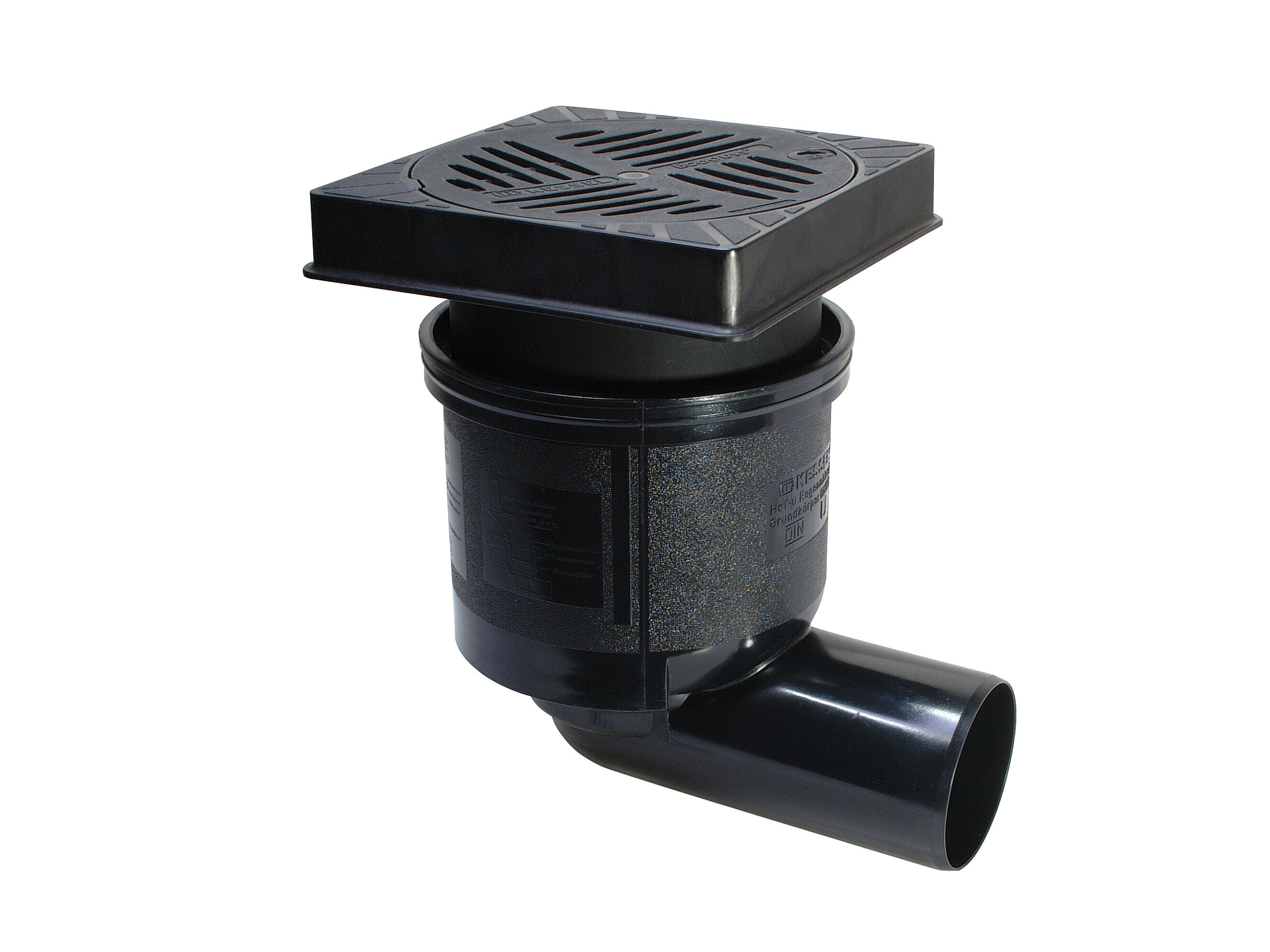 Hofablauf Ecoguss System 200 mit seitlichem Auslauf. Hofablauf Ecoguss System 200 mit seitlichem Auslauf.