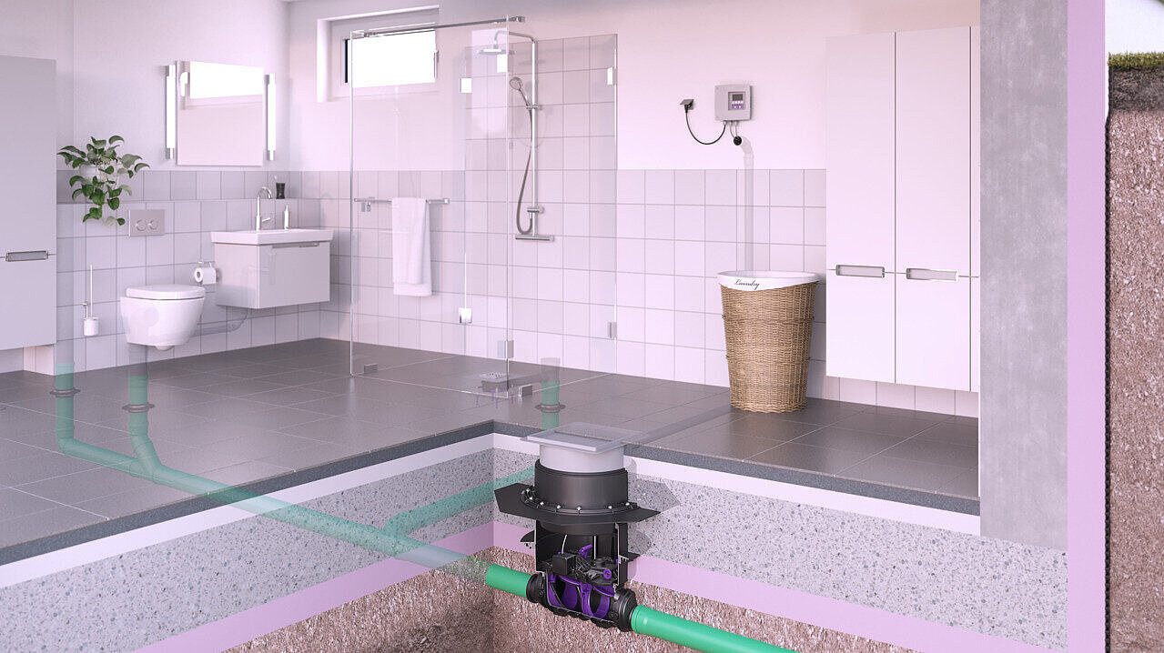 Rückstauverschluss Staufix FKA eingebaut in die Bodenplatte Rückstauverschluss Staufix FKA eingebaut in die Bodenplatte