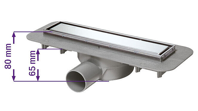 Unsere flache Duschrinne Linearis Compact, 300 mm, bemaßt Unsere flache Duschrinne Linearis Compact, 300 mm, bemaßt