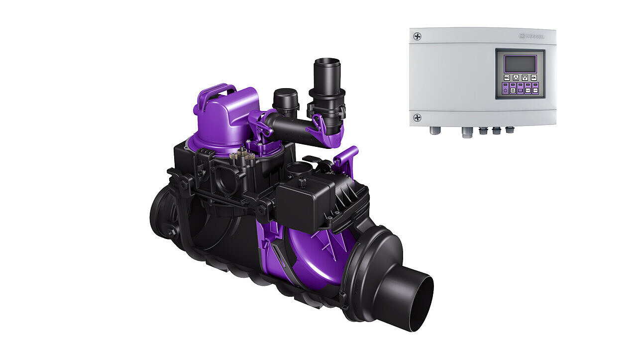 Hybrid-Hebeanlage Ecolift zum Einbau in die freiliegende Abwasserleitung Hybrid-Hebeanlage Ecolift zum Einbau in die freiliegende Abwasserleitung